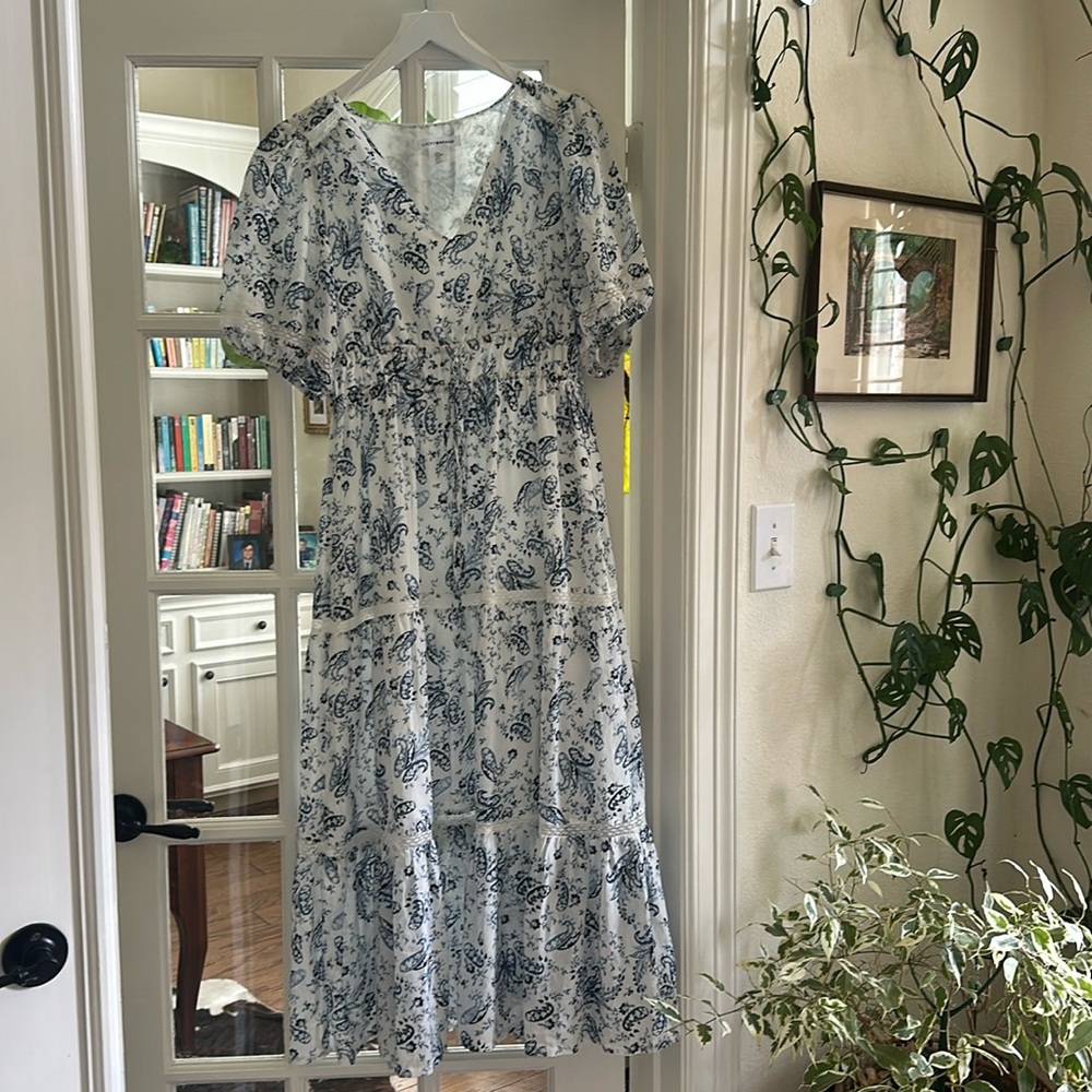 Lucky Brand Paisley Floral Tiered Midi Dress - Size Medium